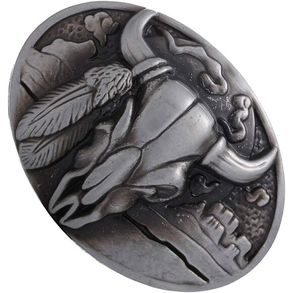 Men's Silver Cowboy Western Style Golden Tone Vintage Celtic Knot Belt Buckle - Picture 3 of 6